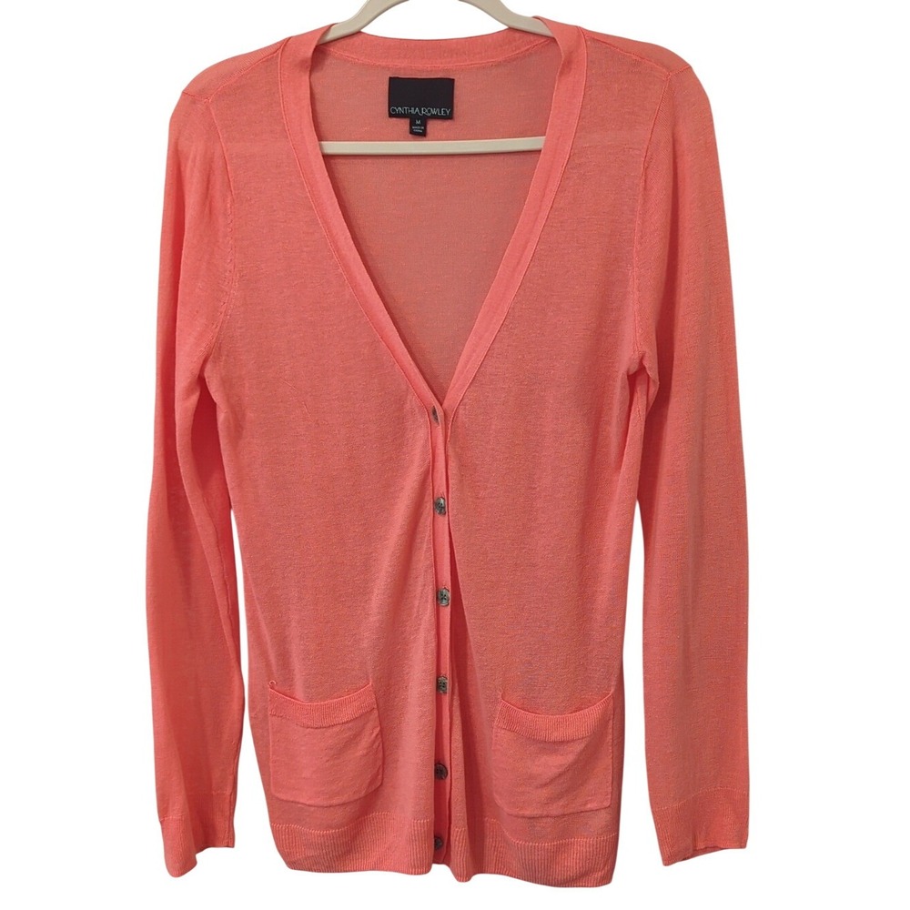 Cynthia Rowley Linen Cardigan‎ Coral size Medium